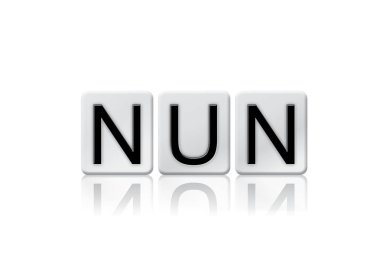 Kiremitli Word üzerinde beyaz izole Rahibe kavramı