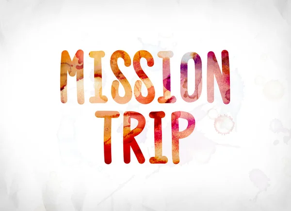Mission Trip Konzept gemalt Aquarell Wort Kunst — Stockfoto