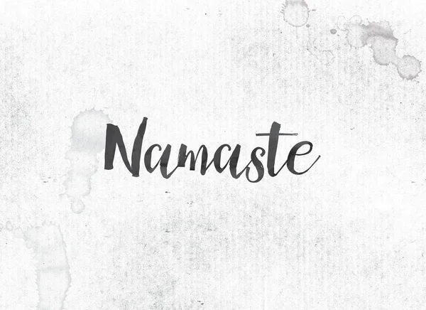 Namaste Concept geschilderd inkt Word en thema — Stockfoto