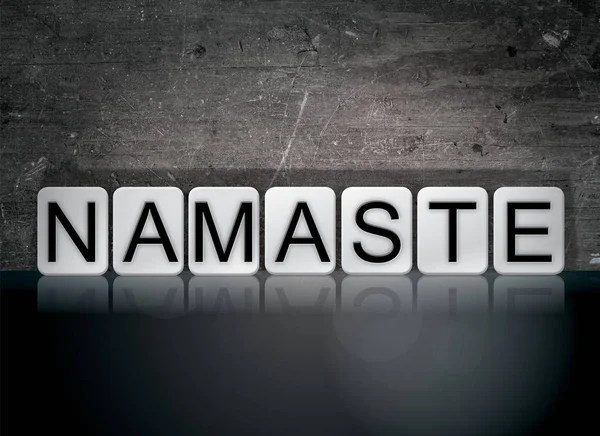 Namaste концепція кахельною слово — стокове фото