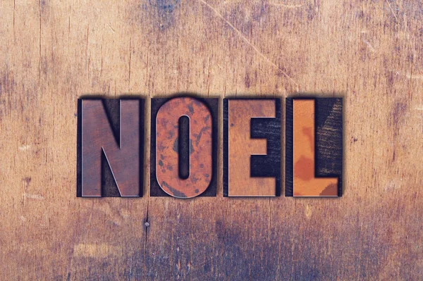 Noel Theme Letterpress Word on Wood Background – stockfoto