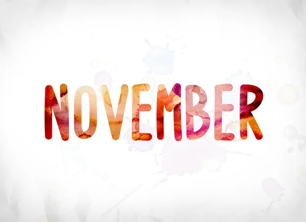 November Concept geschilderd aquarel WordArt — Stockfoto