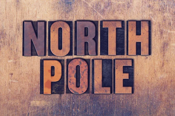 Pólo norte tema Letterpress palavra sobre fundo de madeira — Fotografia de Stock