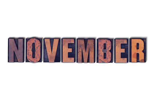 November Concept Isolated Letterpress Word — Stock Photo, Image