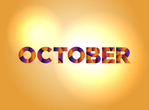 Oktober Concept kleurrijke Word Art afbeelding — Stockvector