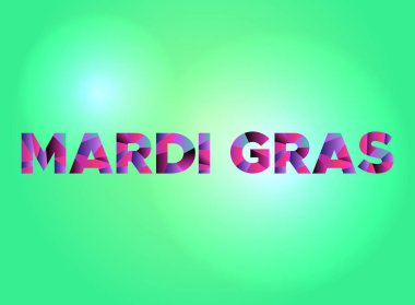 Mardi Gras kavramı renkli kelime sanat illüstrasyon