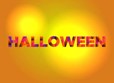 Halloween Tema Word Art illüstrasyon