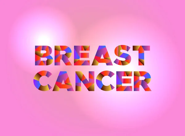 Brustkrebs Konzept bunt Wort Kunst Illustration — Stockvektor