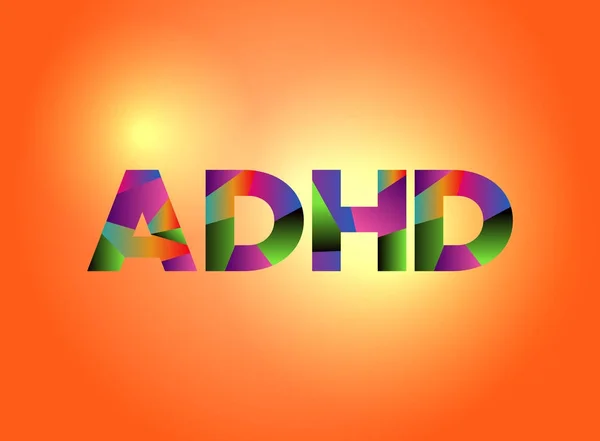 Adhd の概念のカラフルなワードアートの図 — ストックベクタ