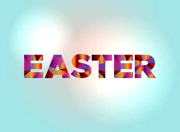 Concepto de Pascua Palabra colorida Ilustración de arte — Vector de stock