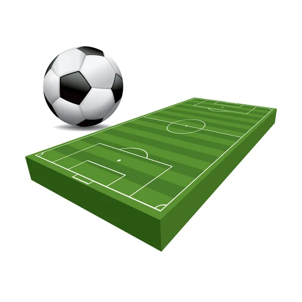3D Soccer Football Field and Ball Illustration — Stock Vector