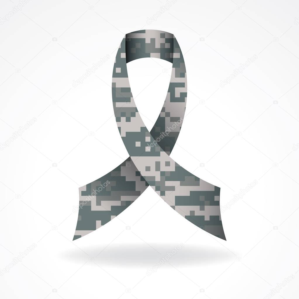 Digital Camo Military Support Ribbon Illustration