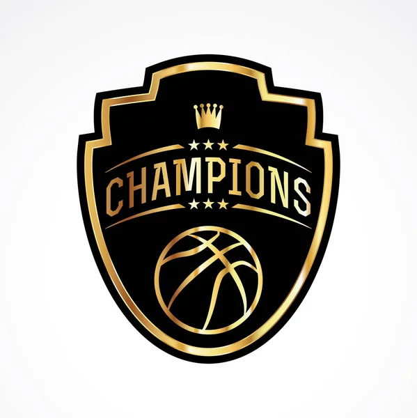 Illustrazione dell'emblema del distintivo dei campioni di basket — Vettoriale Stock