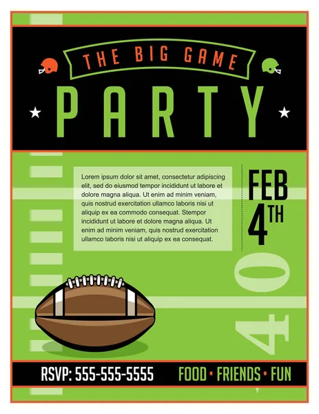 American Football Party Flyer Template Illustration — Stock Vector