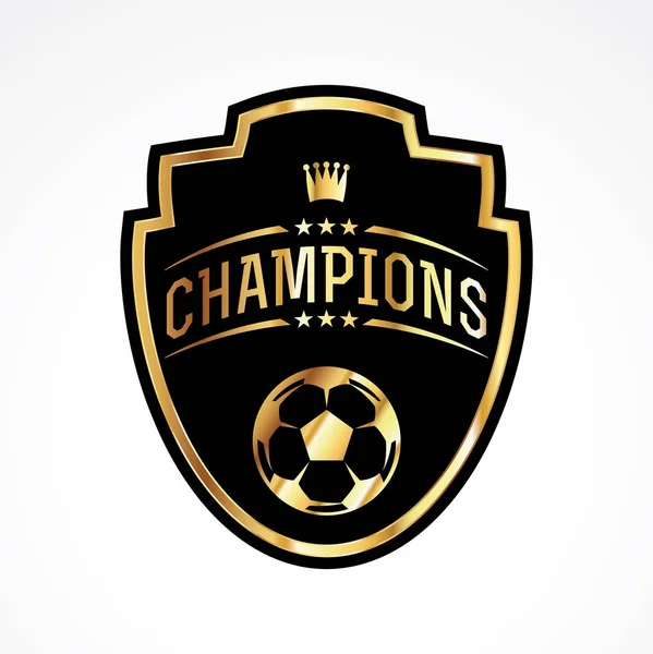 Ilustración de emblema de insignia de campeones de fútbol — Vector de stock
