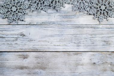 Snow Flake süsleme sınır Vintage ahşap üzerine