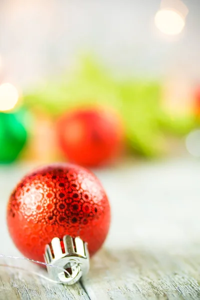 Natal luzes de férias e ornamentos fundo — Fotografia de Stock