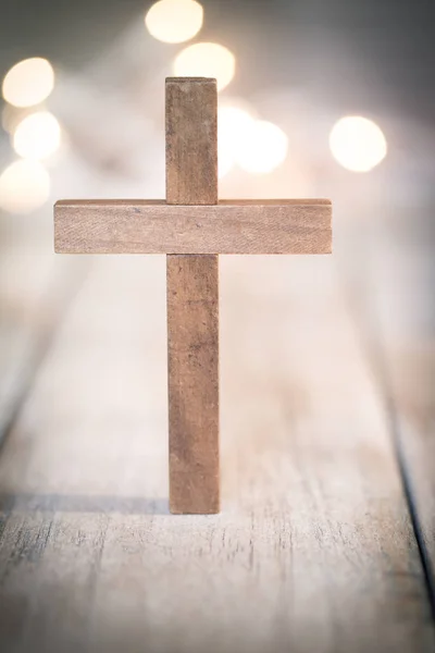 Vintage Holz christliches Kreuz Kruzifix Hintergrund — Stockfoto