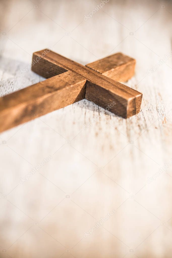 Vintage Wooden Christian Cross Crucifix Background