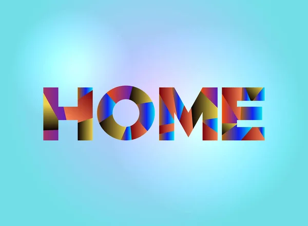 Home Konzept bunt Wort Kunst Illustration — Stockvektor