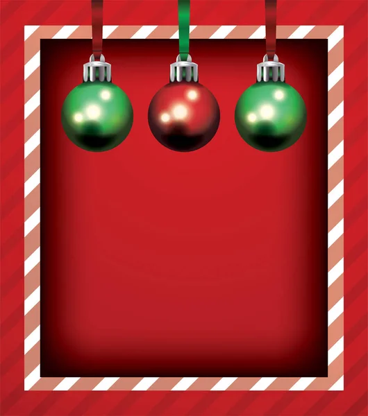 Cadre et ornements de Noël rouge Illustration de fond — Image vectorielle