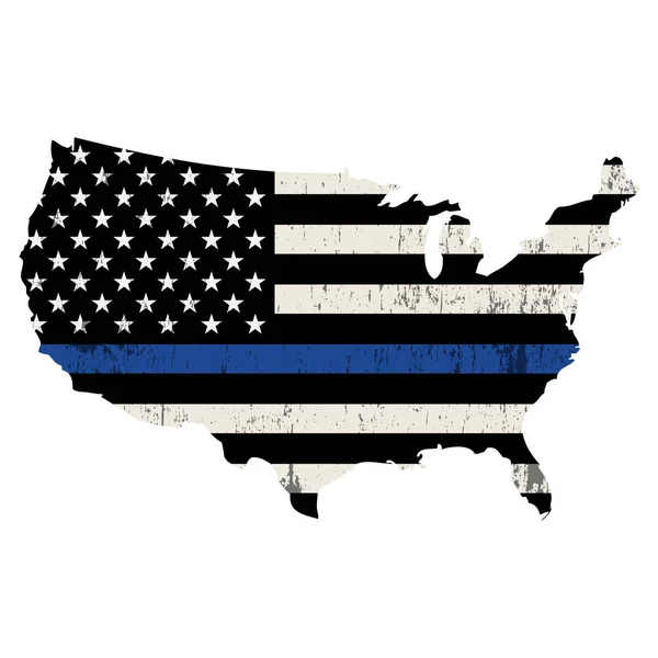 USA Police Support Thin Blue Line Illustration — Stock Vector