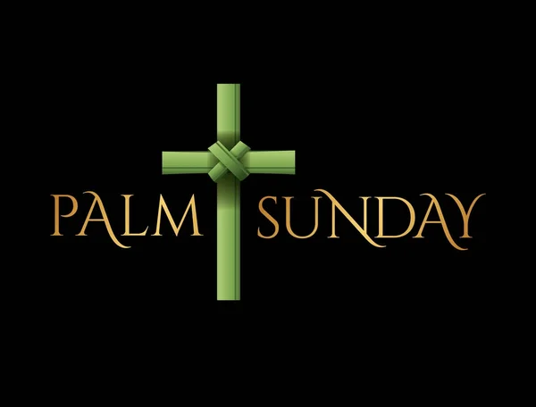 Christian Palm Sunday Cross Tema Ilustración — Vector de stock