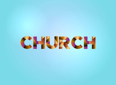 Kilise kavramı renkli Word Art