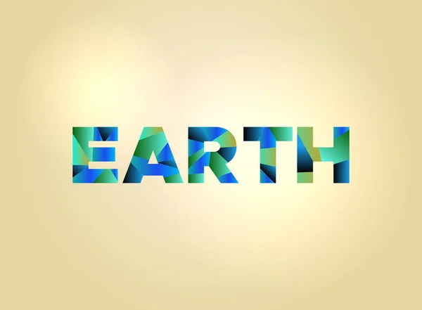 Τέχνη πολύχρωμο λέξη έννοια γη — Διανυσματικό Αρχείο