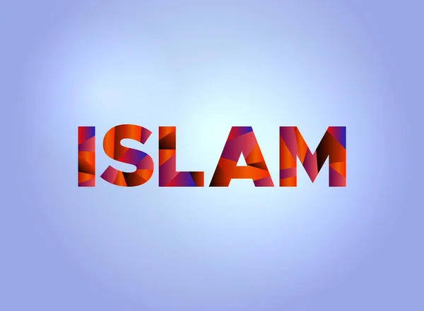 Islam Concepto Colorido Palabra Arte — Vector de stock