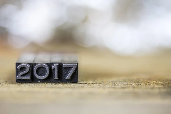 2017 Concept Vintage Metal Letterpress Word — Stock Photo, Image