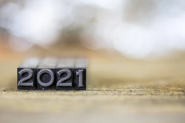 2021 Concept Vintage Metal Letterpress Word — Stock Photo, Image