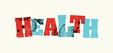 Sağlık kavramı renkli damgalı Word çizim