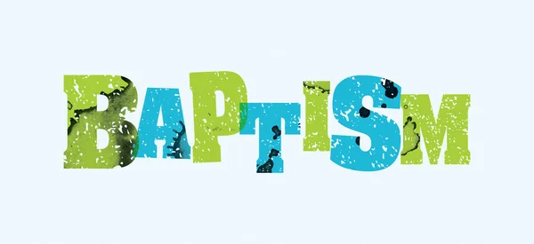バプテスマ概念スタンプ ワードアートの図 — ストックベクタ