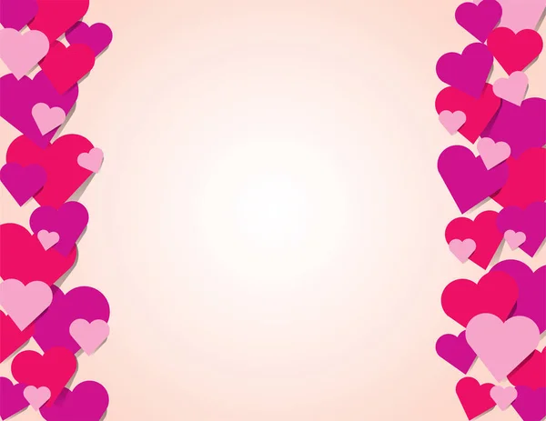 Rosa rote und lila Herzen Rand Hintergrund Illustration — Stockvektor