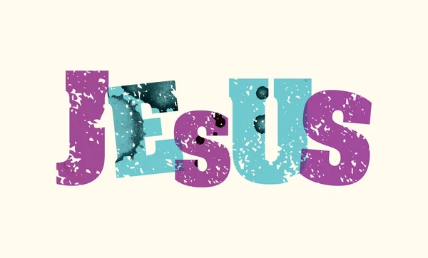 Ο Ιησούς έννοια σφραγίδα τέχνη λέξη εικονογράφηση — Διανυσματικό Αρχείο