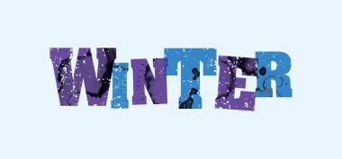 Kış konsepti damgalı Word Art illüstrasyon