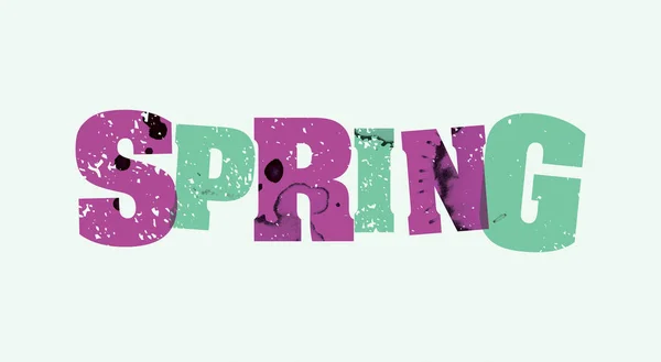 Spring Concept Stamped Word Art Illustration — Stock Vector