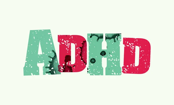 ADHD Концепція штампованого слова Мистецтво ілюстрація — стоковий вектор