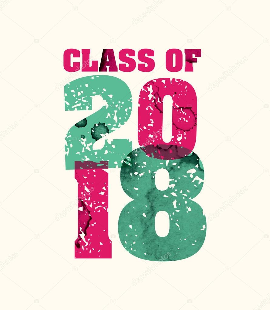 Class of 2018 Concept Stamped Word Art Illustration