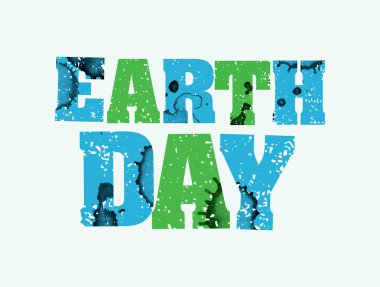 Toprak Word Art damgalı gün konsept illüstrasyon