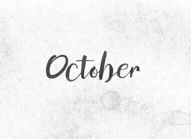 Ekim kavramı mürekkep Word ve Tema boyalı