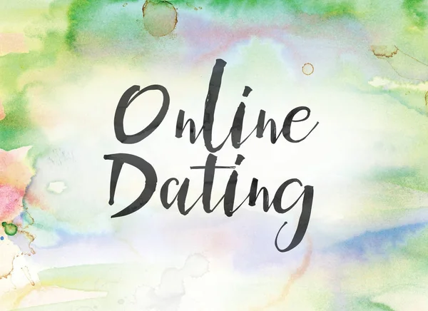 Concepção de namoro on-line Aquarela e pintura de tinta — Fotografia de Stock