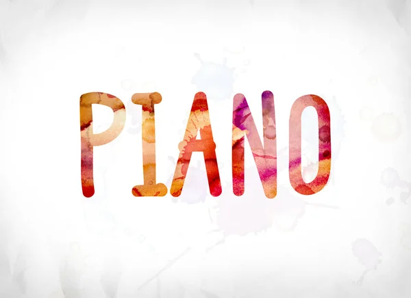 Zongora koncepció festett akvarell Word Art — Stock Fotó