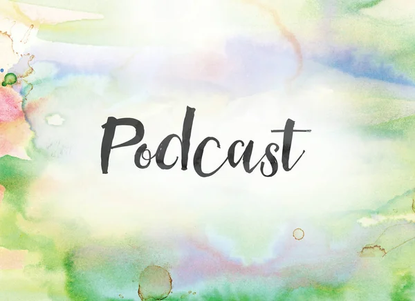 Podcast-konceptet akvarell och bläck målning — Stockfoto