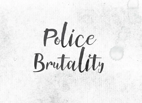 Поліцейська жорстокість концепція пофарбована чорнило слово і тема — стокове фото