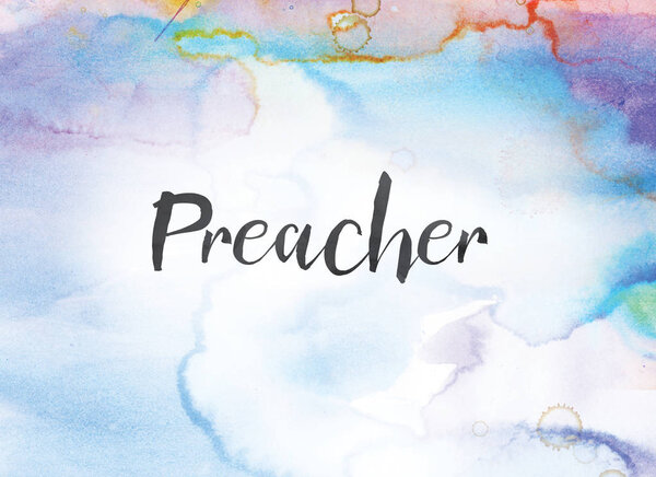 Preacher Concept Watercolor and Ink Painting