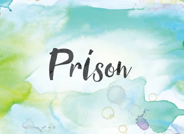 Hapishane kavramı suluboya ve mürekkep boyama — Stok fotoğraf