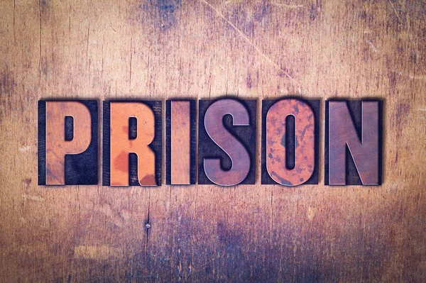 Prison Theme Letterpress Word on Wood Background — Stock Photo, Image
