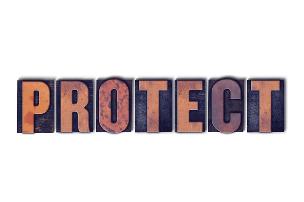 Proteger Conceito Isolado Letterpress Palavra — Fotografia de Stock